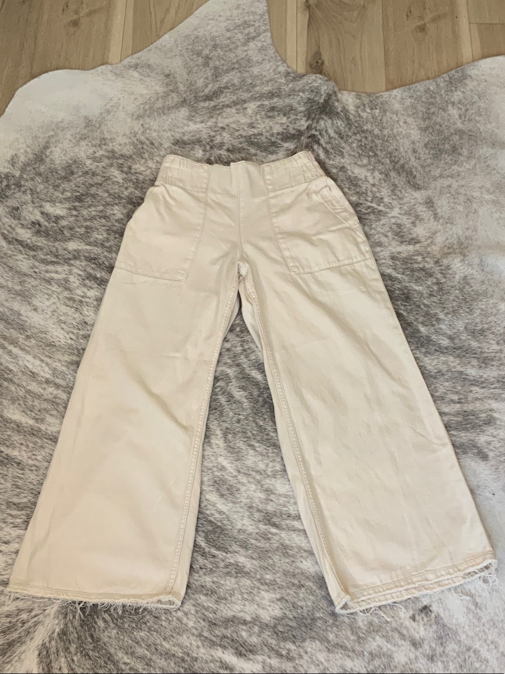 We The Free Cream Elastic Waist Pull-On Denim
